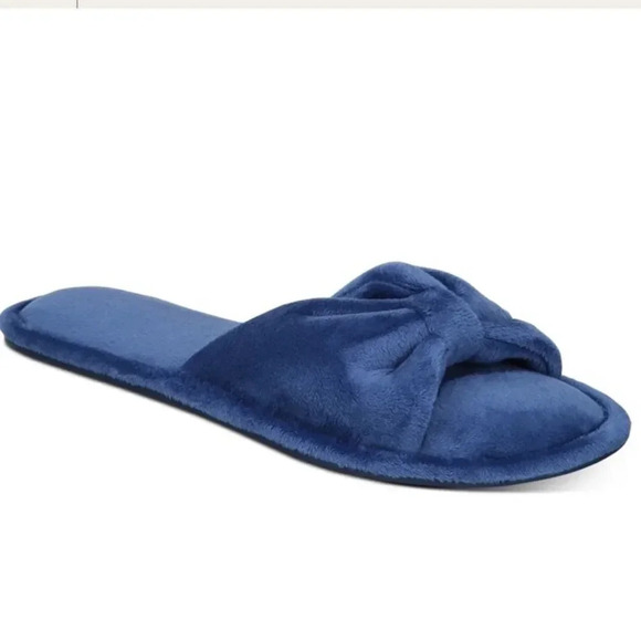 Charter Club Women's Velvet Bow-Top Slide Slippers, Medieval BLUE,7-8,11-12 size - Picture 1 of 1